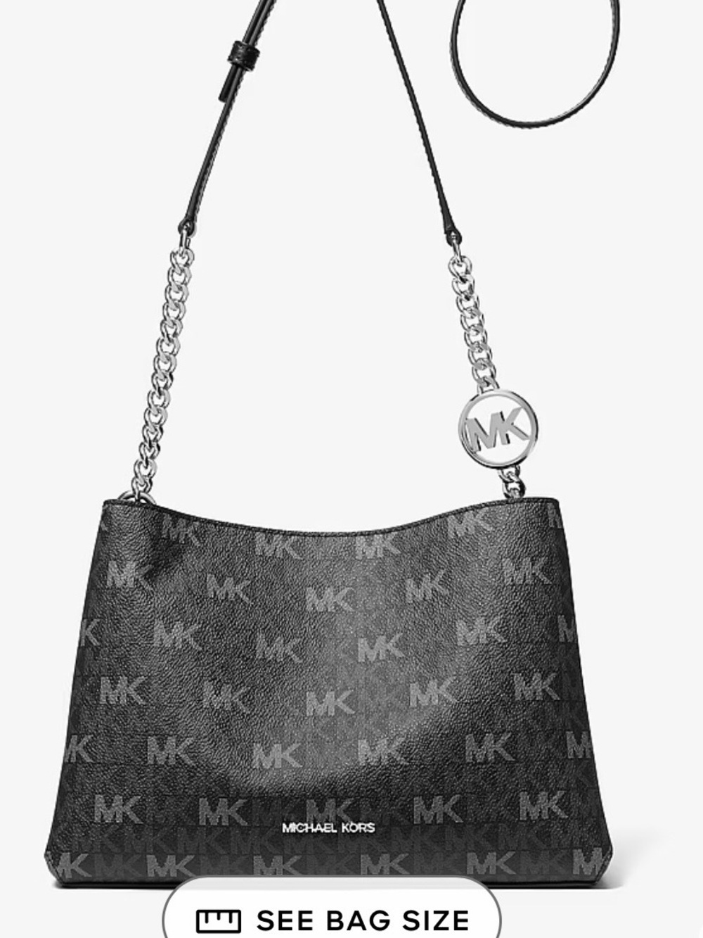 Michael Kors Black MK Signature Crossbody Shoulder Bag